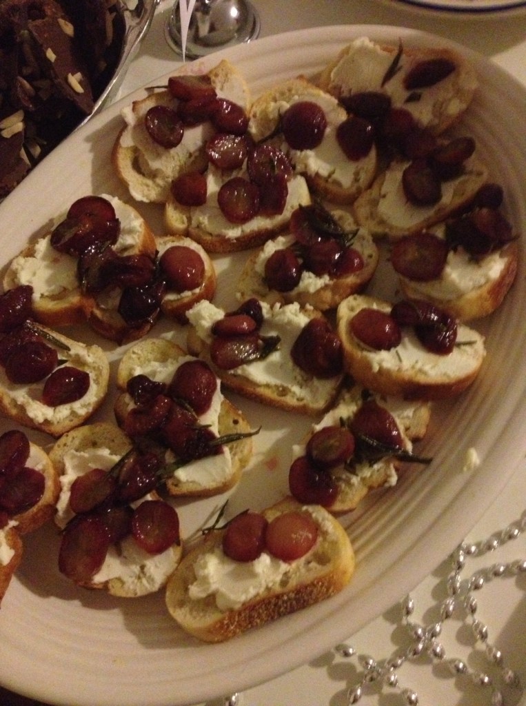 roasted rosemary grape and goat cheese crostini