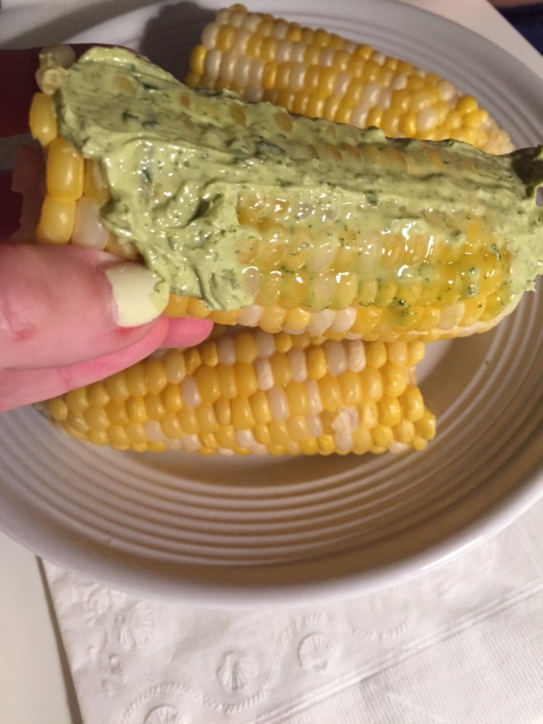 corn with basil butter