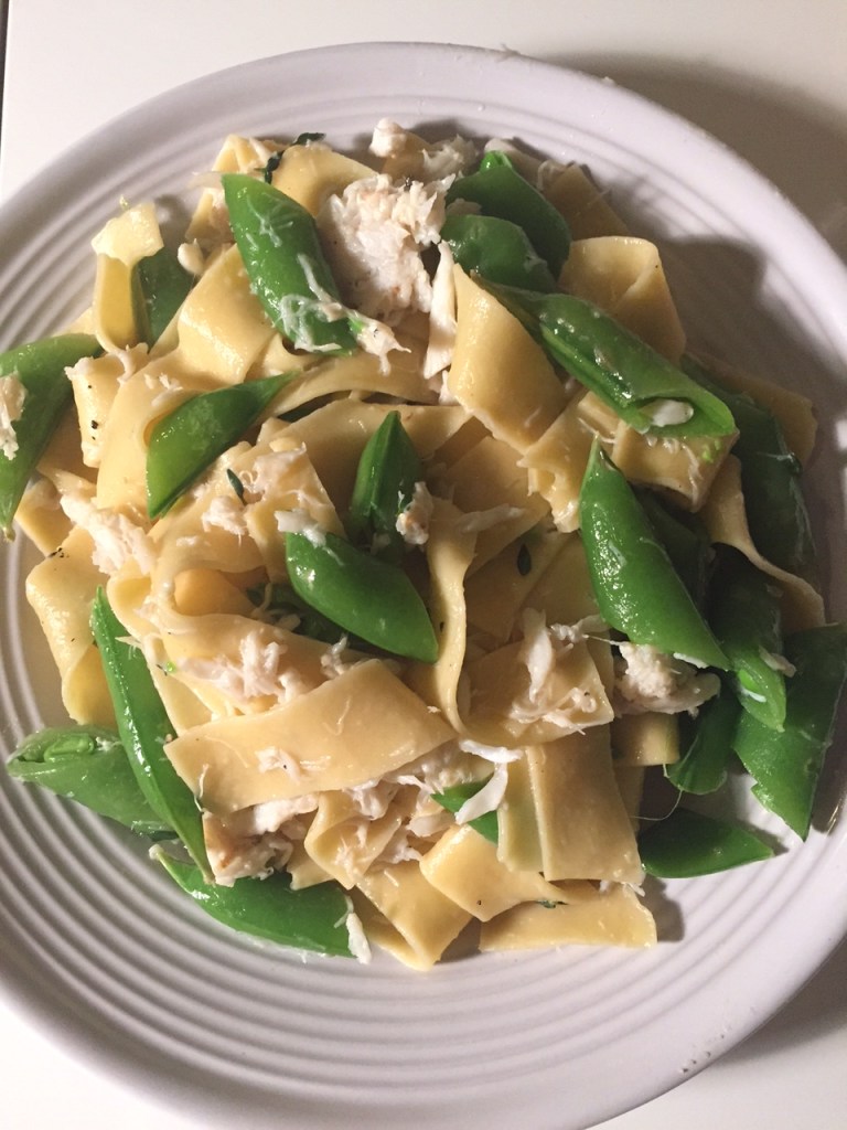 crab and snap pea pasta