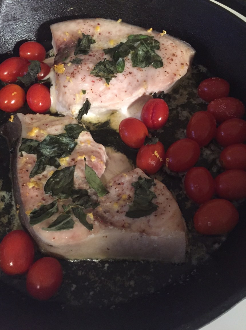 swordfish with basil and tomatoes