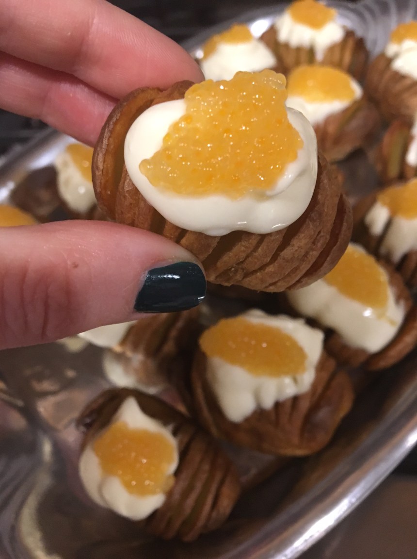 thanksgiving - hasselback potatoes creme fraiche caviar2