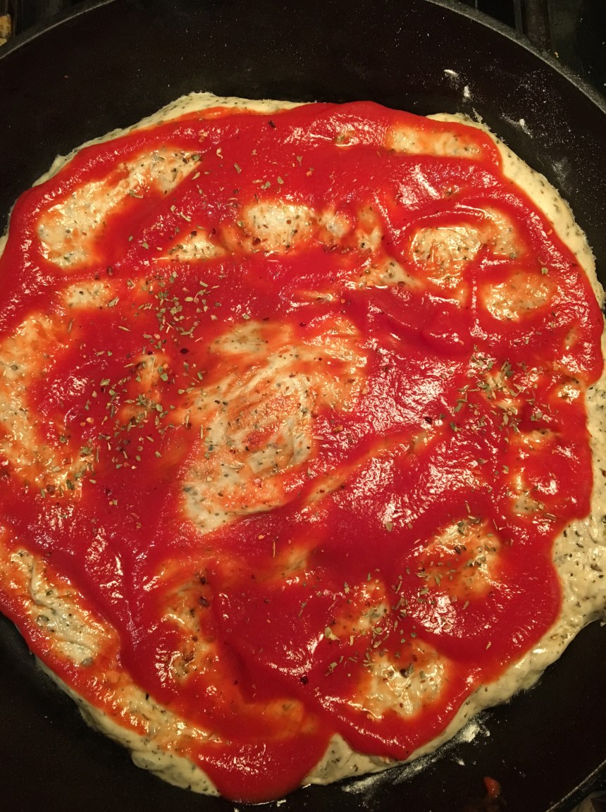 sausage broccoli and onion skillet pizza6