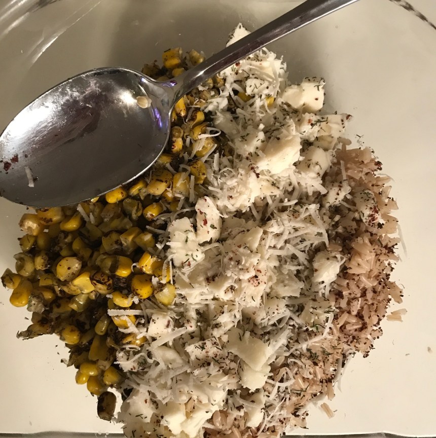brown rice with mozzarella and corn1
