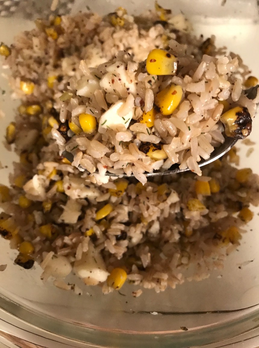 brown rice with mozzarella and corn2