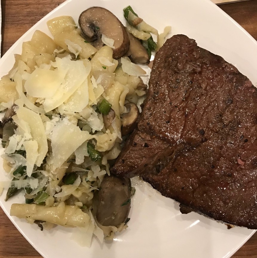 Pasta with herb butter, cremini, and asparagus7