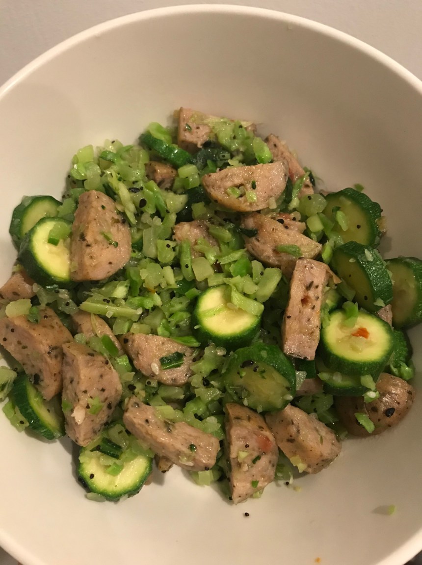 Broccoli Rice, Chicken Sausage, and Zucchini Hash2