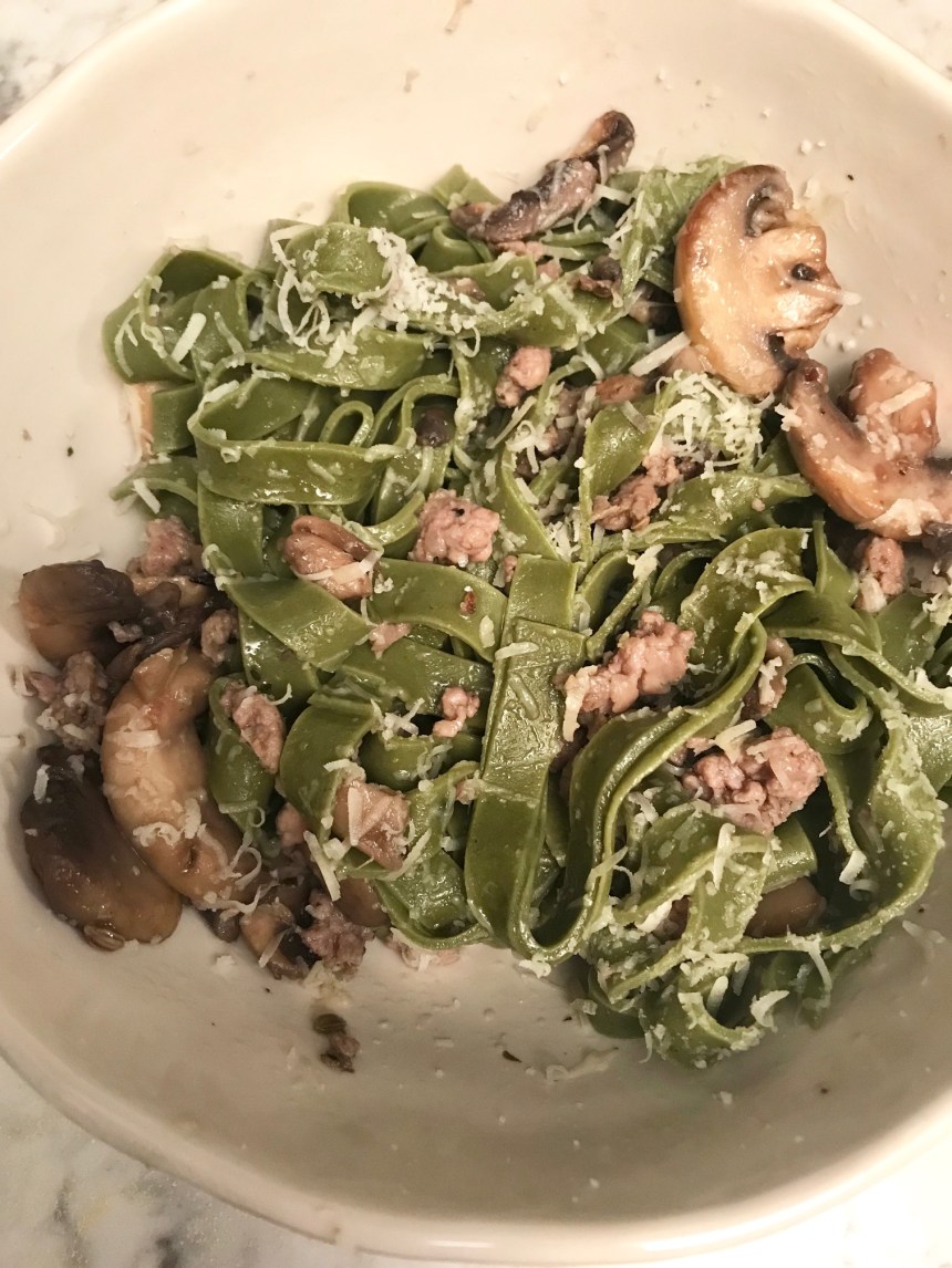 Pasta with Fennel Sausage, Mushrooms, and Garlic Herb Butter2
